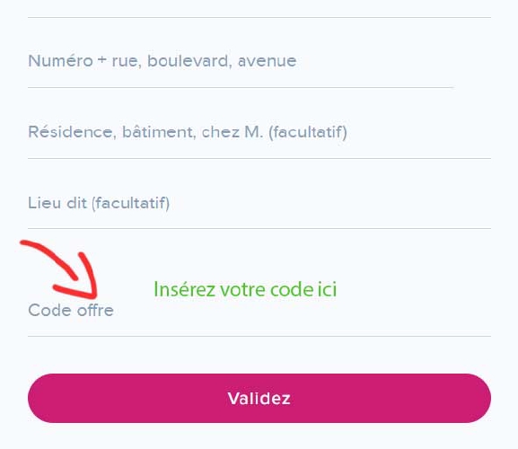 Comment insérer le code promotionnel