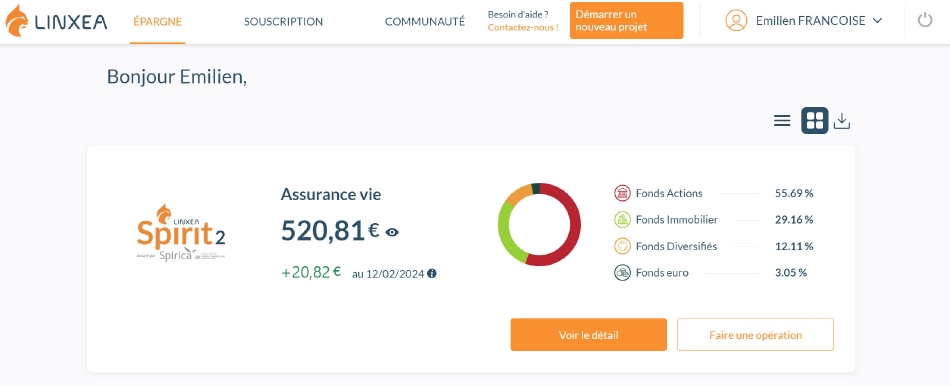 Espace client de Linxea