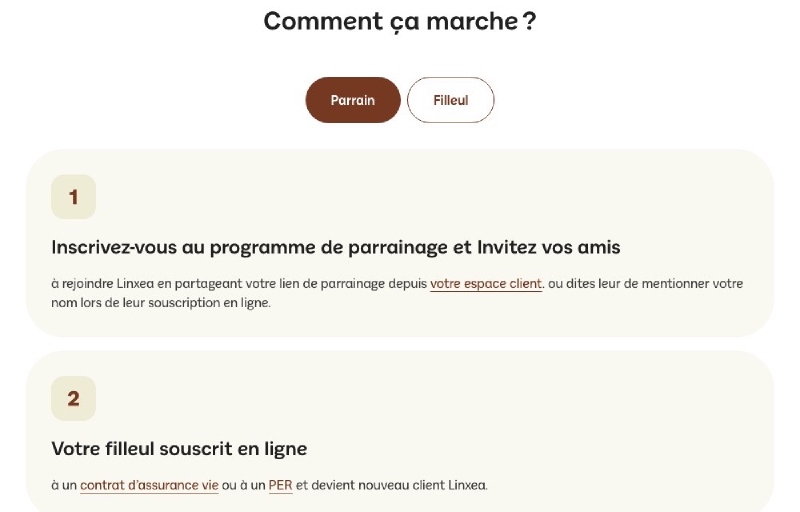 Parrainage Linxea pour le parrain
